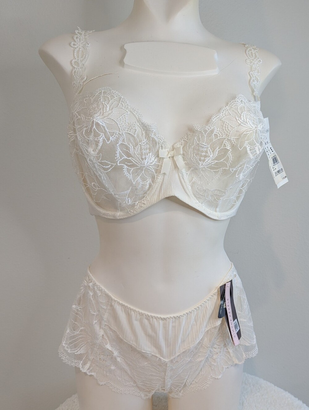 NWT Simone Perele Bagatelle Lace Bra 36E + Nina Panty Size L  Ivory Cream